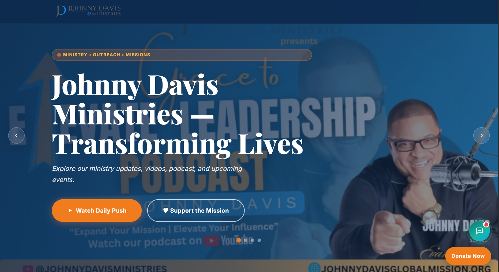 Johnny Davis Ministries homepage preview