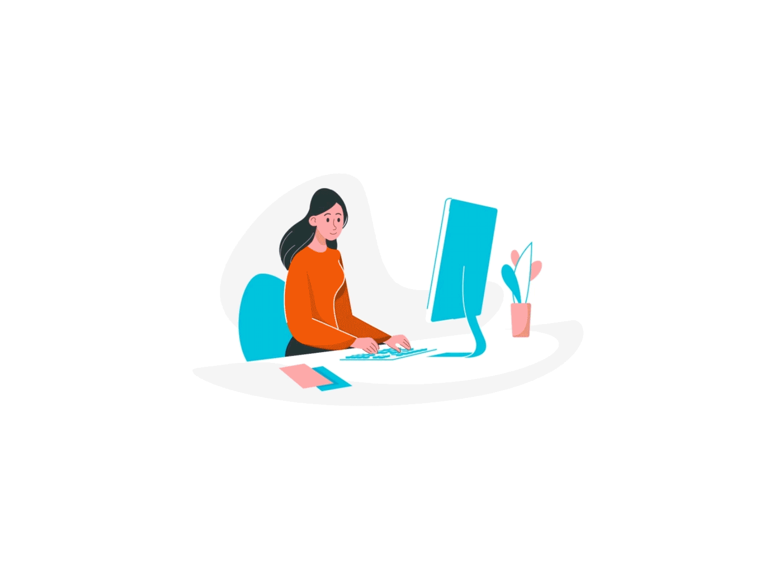 Illustration of secure website management work in an office